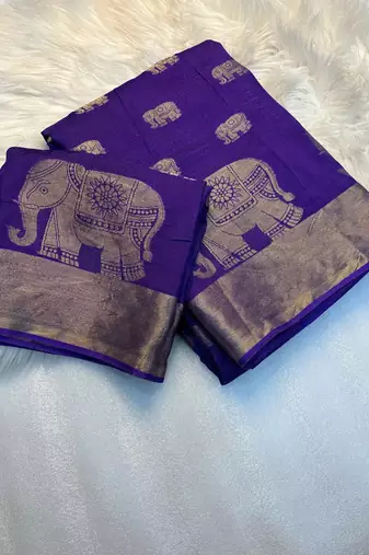 Purple Viscose Khadi Traditional Saree