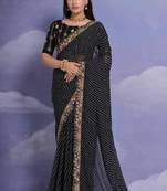 Black bandhani georgette saree with sequin and embroidered border