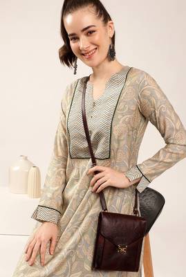 Earthy paisley chanderi print kurta set for women 3