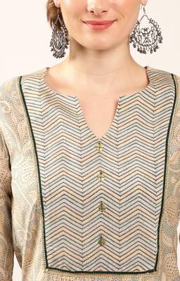 Earthy paisley chanderi print kurta set for women 4
