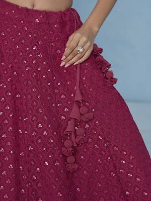 pink sequins work georgette lehenga with blouse 7