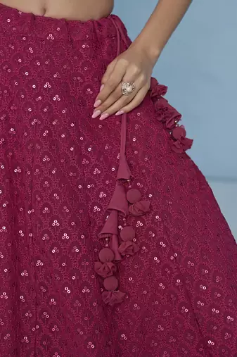 pink sequins work georgette lehenga with blouse