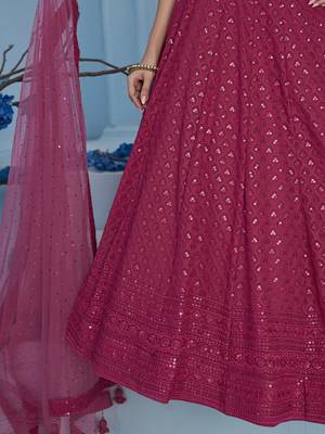 pink sequins work georgette lehenga with blouse 8