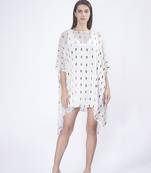 White embroidered georgette short dress
