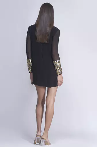 Plain black georgette short dress