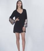 Black georgette plain short dress