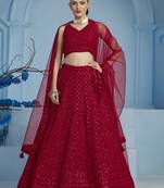 Red Thread Work GeorgetteLehenga Choli