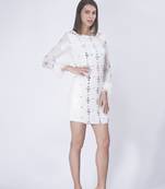 White georgette embroidered short dress