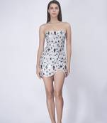 Silver georgette embroidered short dress