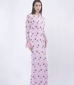 Pink georgette embroidered long dress