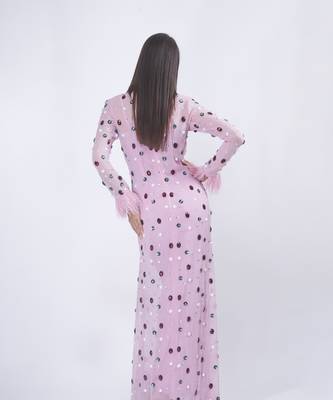 Pink georgette embroidered long dress 2