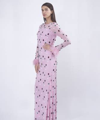 Pink georgette embroidered long dress 3