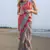  multicolor Abstract Stripe Print Muslin Cotton Saree