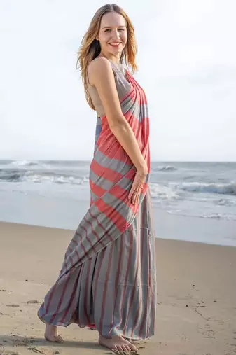  multicolor Abstract Stripe Print Muslin Cotton Saree