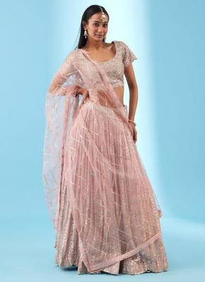 Georgette sequin Embroidered light Pink Lehenga Choli  1