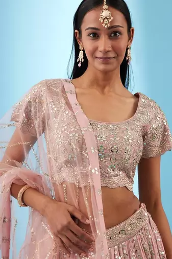 Georgette sequin Embroidered light Pink Lehenga Choli 