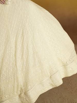 off white sequins georgette lehenga set choli with dupatta 8