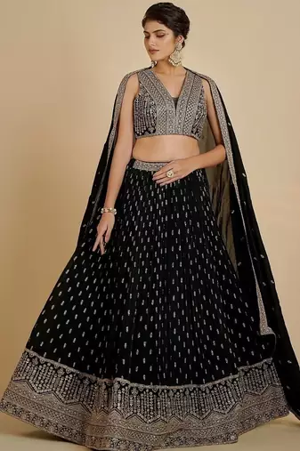 Black Georgette sequin Embroidered lehenga Choli 