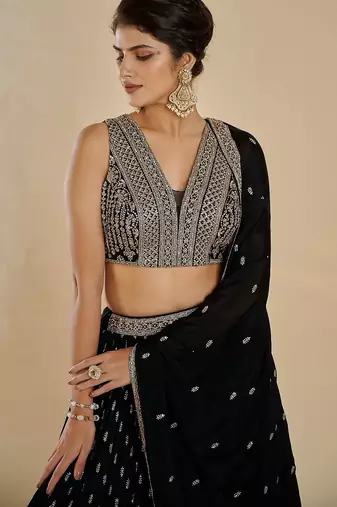 Black Georgette sequin Embroidered lehenga Choli 