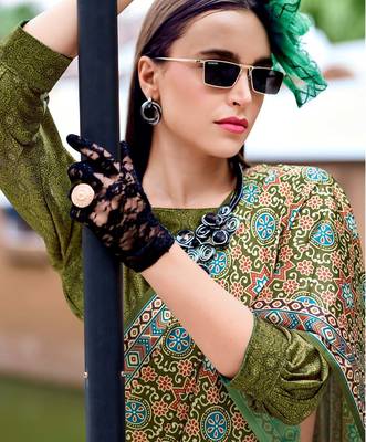 mehendi Ajarakh Print Assami Silk Saree With Unstitched Blouse 3
