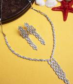 Handcrafted silver plated cz necklace set