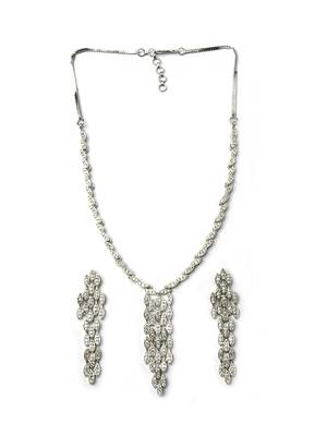 Handcrafted silver plated cz necklace set 3