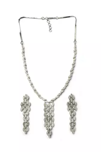 Handcrafted silver plated cz necklace set