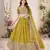 lime Embellished Sequinned Lehenga with Unstitched Blouse and Dupatta