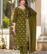 Women Cotton Jequrd Kurta With Trouser & Dupatta