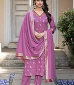 Women Cotton Jequrd Kurta With Trouser & Dupatta