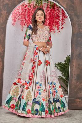 multicolor digital printed Madonna Silk lehenga choli 1