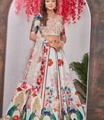 multicolor digital printed Madonna Silk lehenga choli