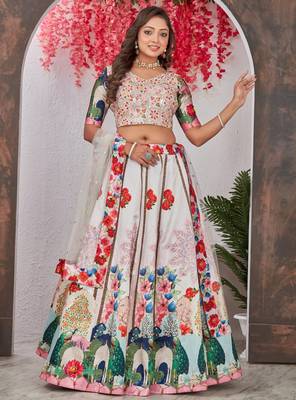 multicolor digital printed Madonna Silk lehenga choli 4