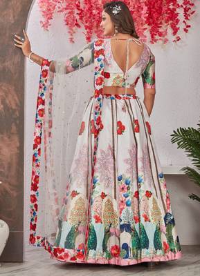 multicolor digital printed Madonna Silk lehenga choli 6