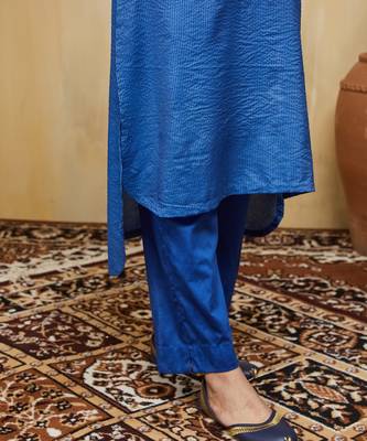 Blue plain cotton stripe kurti 4