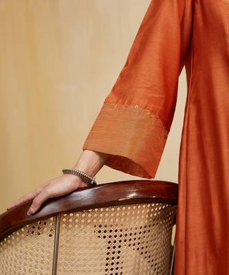 Orange plain chanderi kurti 3