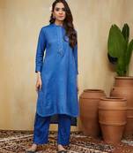 Blue plain cotton stripe co-ord set