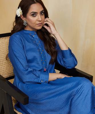 Blue plain cotton stripe co-ord set 2