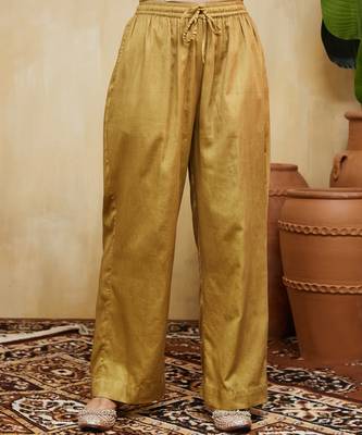 Orange plain chanderi kurti set 4