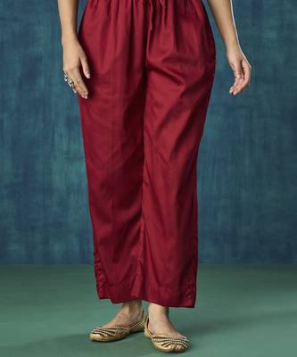Maroon embroidered chanderi kurta set 4