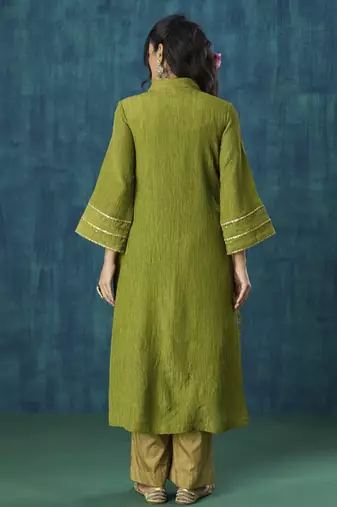 Green crinkle tissue jivika kurta