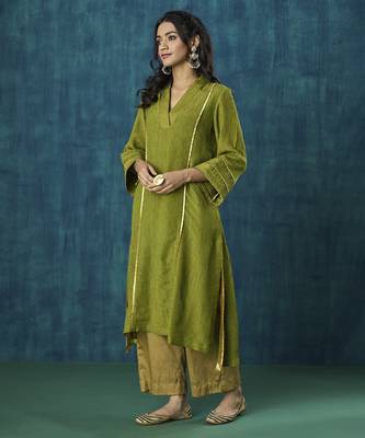 Green crinkle tissue jivika kurta 5