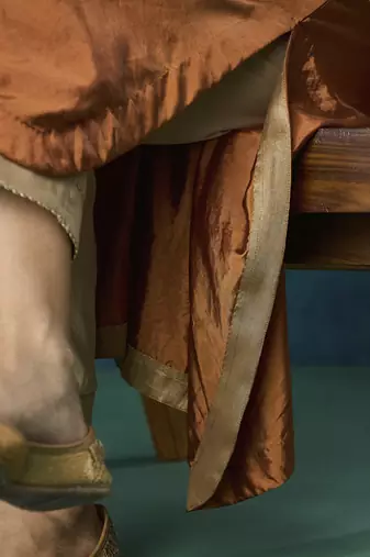 Rust habotai plain silk kurta with pant