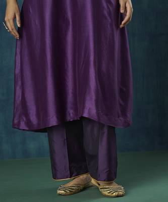 Purple embroidered chanderi silk kurti 4