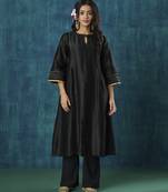 Black plain chanderi kurti