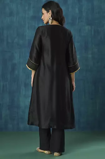 Black plain chanderi kurti