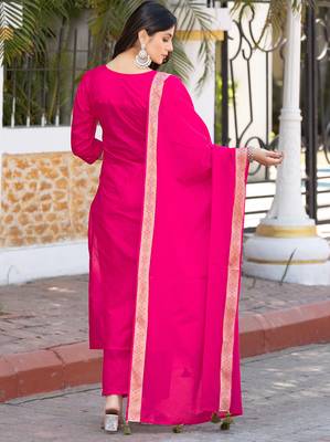 Women Cotton Jequrd Kurta With Trouser & Dupatta 2