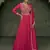 Pink embroidered & sequins work art silk gown suit - full stitched suit