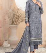Grey Embroidered cotton salwar suit