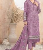 Lavender Embroidered cotton salwar suit
